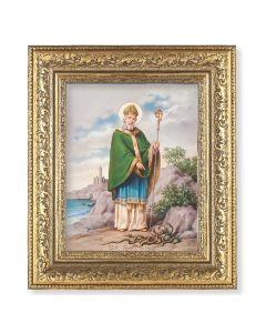 12 1/2" x 14 1/2" Ornate Gold Leaf Antique Frame with 8" x 10" Saint Patrick Print