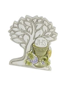 Standing Resin Communion Tree of Life with Chalice, Wheat and Grapes-P65
