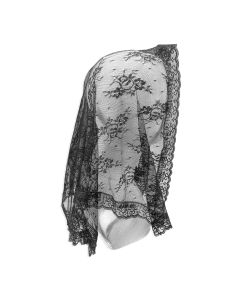 Black Mantilla Fine Floral Lace Head Covering