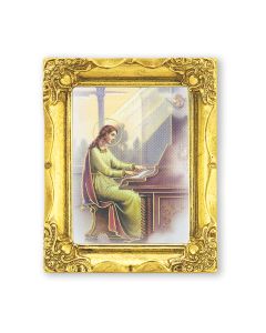 3" x 2" Antique Gold Frame with Saint Cecilia Print-P65
