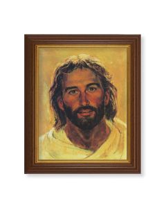10 1/2" x 12 1/2" Walnut Finish Beveled Frame with 8" x 10" Hook: Head Of Christ Textured Art