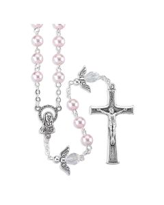 Pink Pearl Faux Pearl Bead Rosary-P65