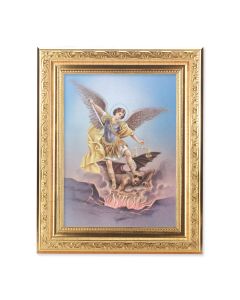 8 1/4" x 10 1/4" Gold Ornate Frame with a 6" x 8" Saint Michael Print