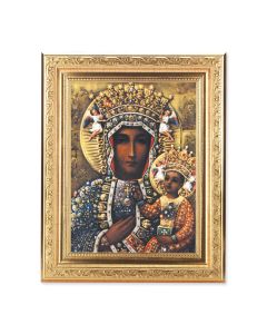 8 1/4" x 10 1/4" Gold Ornate Frame with a 6" x 8" Our Lady of Czestochowa Print