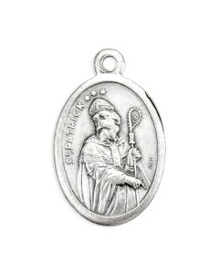 1" Oval Antiqued Silver Oxidized Saint Patrick Medal