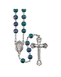 8mm Emerald Glass Bead Rosary
