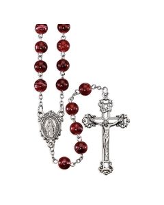 8mm Garnet Glass Bead Rosary