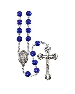 8mm Sapphire Glass Bead Rosary