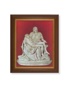 10 1/2" x 12 1/2" Walnut Finish Beveled Frame with 8" x 10" The Pieta Textured Art