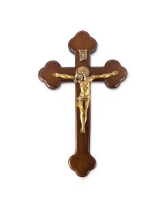 10" Latin Walnut Cross with Museum Gold Tone Corpus with Halo