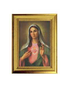 6 3/4" X 8 3/4" Gold Leaf Finish Frame with 5" X 7" La Fuente: Immaculate Heart of Mary Textured Art