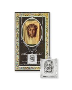 Genuine Pewter Holy Shroud Medal on 24" Chain with Picture Folder