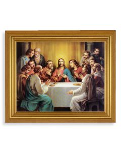 10" x 12" Gold Leaf Finish Beveled Frame with 8" x 10" Bonella: Last Supper Textured Art