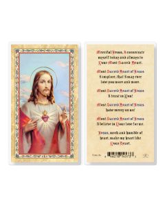 Sacred Heart of Jesus Prayer Laminated Holy Card. Inc. of 25