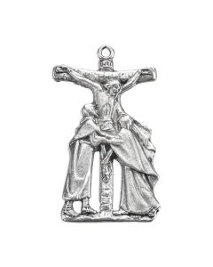 1 1/2" Silver Oxidized Crucifixion with John and Mary