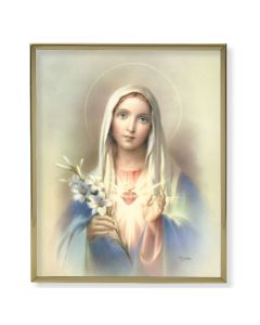8" x 10" Gold Plaque Frame with an Immaculate Heart of Mary Print