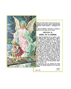 Guardian Angel Holy Card in Spanish