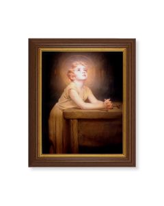 10 1/2" x 12 1/2" Walnut Finish Beveled Frame with 8" x 10" Thy Will Be Done Textured Art