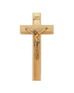 10" Oak Cross with Museum Gold Finish Corpus