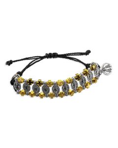 Our Lady of Grace Medal Blessed Bead Bracelet with a Gold Cross Border