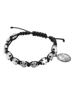 Cross Shaped Blessed Bead Cord Bracelet with Saint Joseph Medal