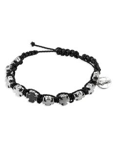 Cross Shaped Blessed Bead Cord Bracelet with Saint Christopher Medal