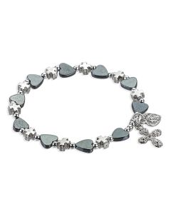 Hematite Heart Shaped Blessed Beads Bracelet with Miraculous Medal