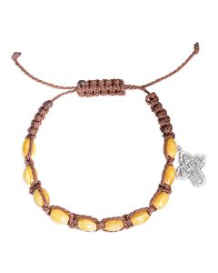 Olivewood Knotted Rosary Bracelet with 4 Way Cruciform Medal