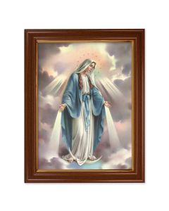 15 1/2" x 19 1/2" Walnut Finish Frame with Gold Accent and a 12" x 16" Our Lady of Grace Textured Art