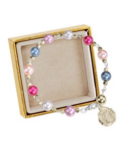8mm Multi Colored Pearlized Bead Bracelet, Boxed