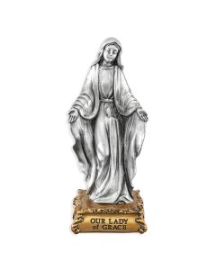 4 1/2" Pewter Our Lady of Grace Statue Gift Boxed-P65