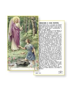 Saint Raphael Holy Card in Spanish