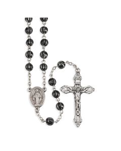 Black and Silver Metal Bead Rosary