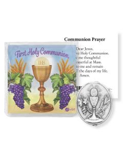 First Holy Communion Pocket Coin with a Holy Card in a Clear Pouch-P65
