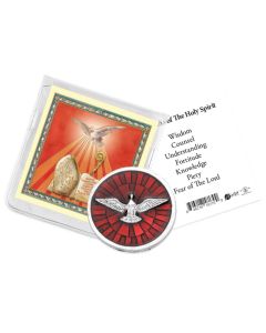 Holy Spirit  Pocket Coin with a Holy Card in a Clear Pouch-P65