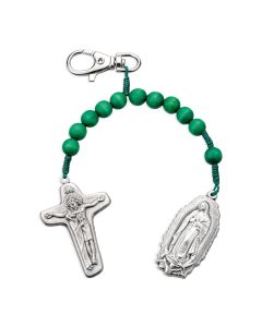 Our Lady of Guadalupe One Decade Wood Rosary Backpack Clip