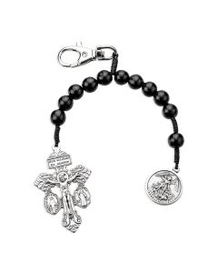 Saint Michael One Decade Wood Rosary Backpack Clip