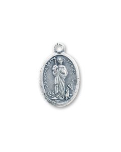 1" Oval Oxidized Saint Martha Medal in Spanish (Sold in Inc. of 25)