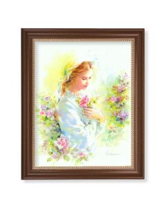 13 1/2" x 16 9/16" Walnut Finished Frame with 11" x 14" Blanc: Mystical Rose Textured Art