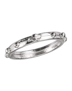 Small Silver Tone Rosary Ring