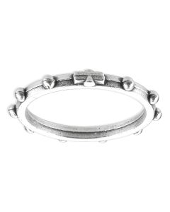 Small Silver Oxidized Rosary Ring