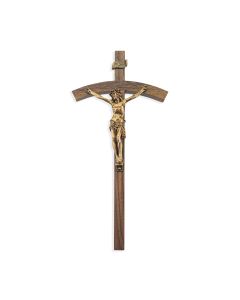 10" Walnut Crucifix with Museum Gold Tone Corpus