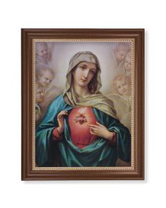 13 1/2" x 16 9/16" Walnut Finished Frame with 11" x 14" Immaculate Heart of Mary Textured Art