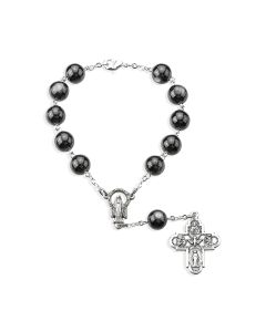 Round Black Glass Bead Auto Rosary