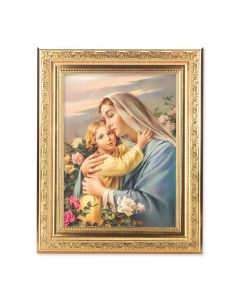 8 1/4" x 10 1/4" Gold Ornate Frame with a 6" x 8" Madonna and Child Print