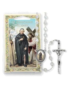 Crystal Bead Saint Peregrine Specialty Rosary Boxed