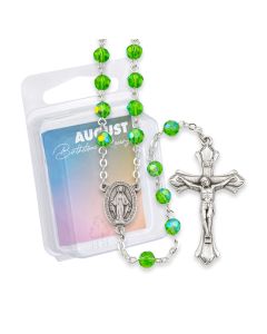 6mm August Peridot Glass Aurora Borealis Birthstone Rosary