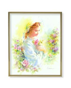 11" x 14" Gold Plaque Frame with a Blanc: Mystical Rose Print