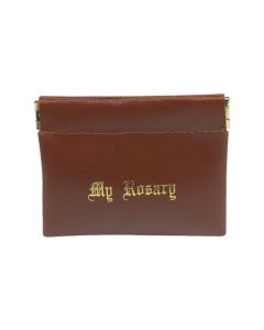 Brown Vinyl Leatherette Squeeze Rosary Case  (Inc. of 6) -P65