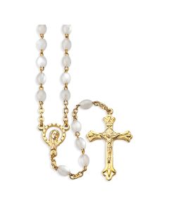 White Translucent Glass Bead Rosary